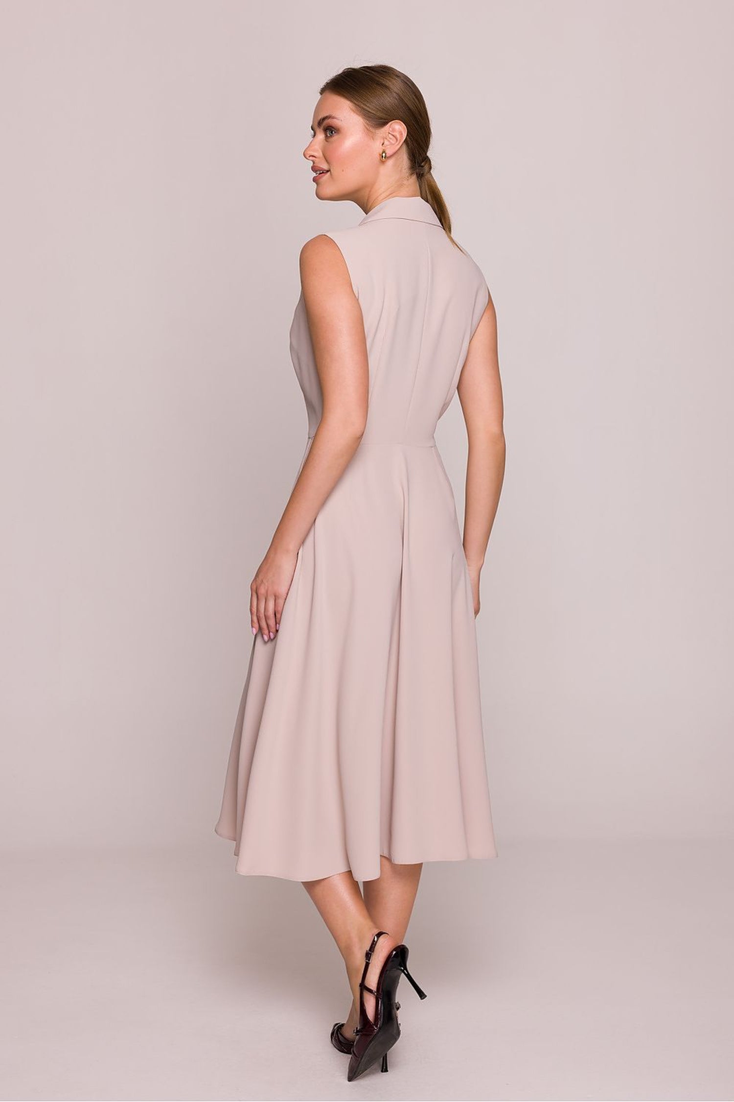 Vanyelle Pleated Dress – Beige