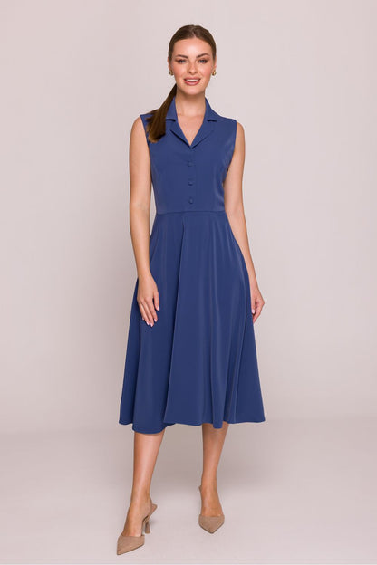 Vanyelle Pleated Dress – Blue