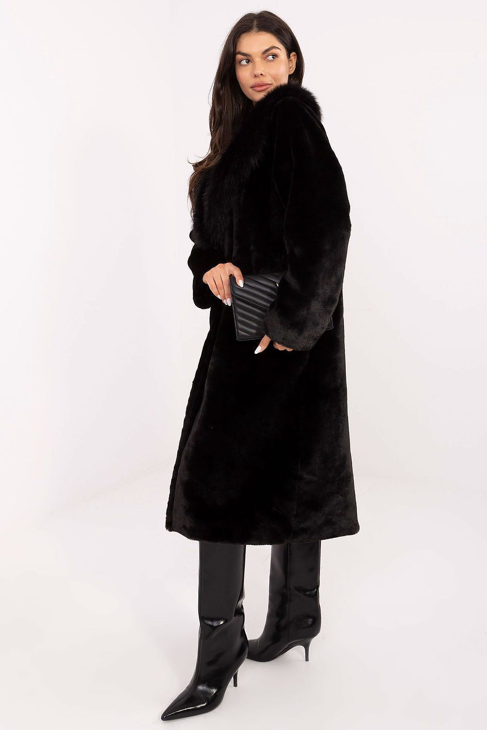 Veloura Long Fur Coat Black