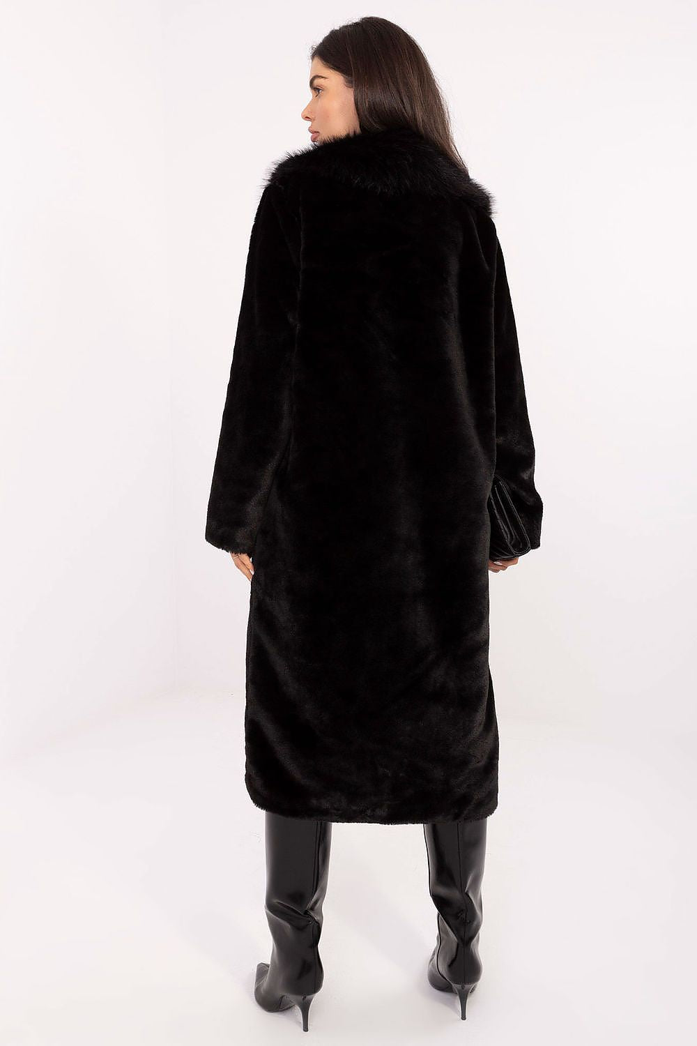 Veloura Long Fur Coat Black